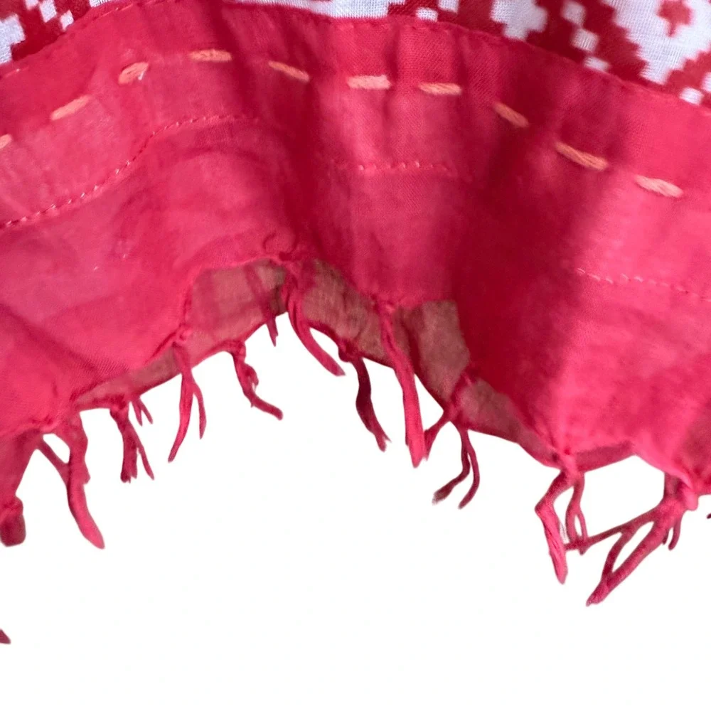 Prana Women's Pink Red Patterned Scarf‎ Wrap Bohemian Style